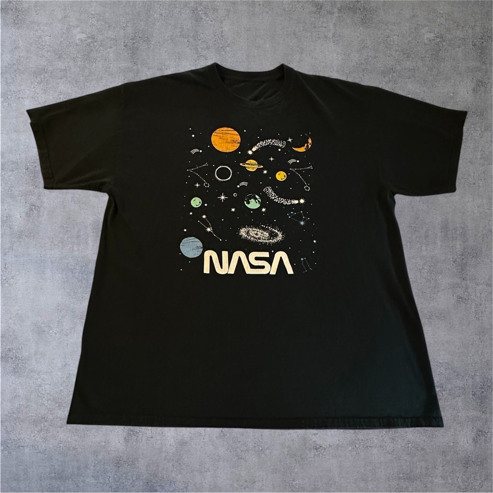 NASA Graphic‎ T-Shirt Mens XL Black Solar System Planets Space Science